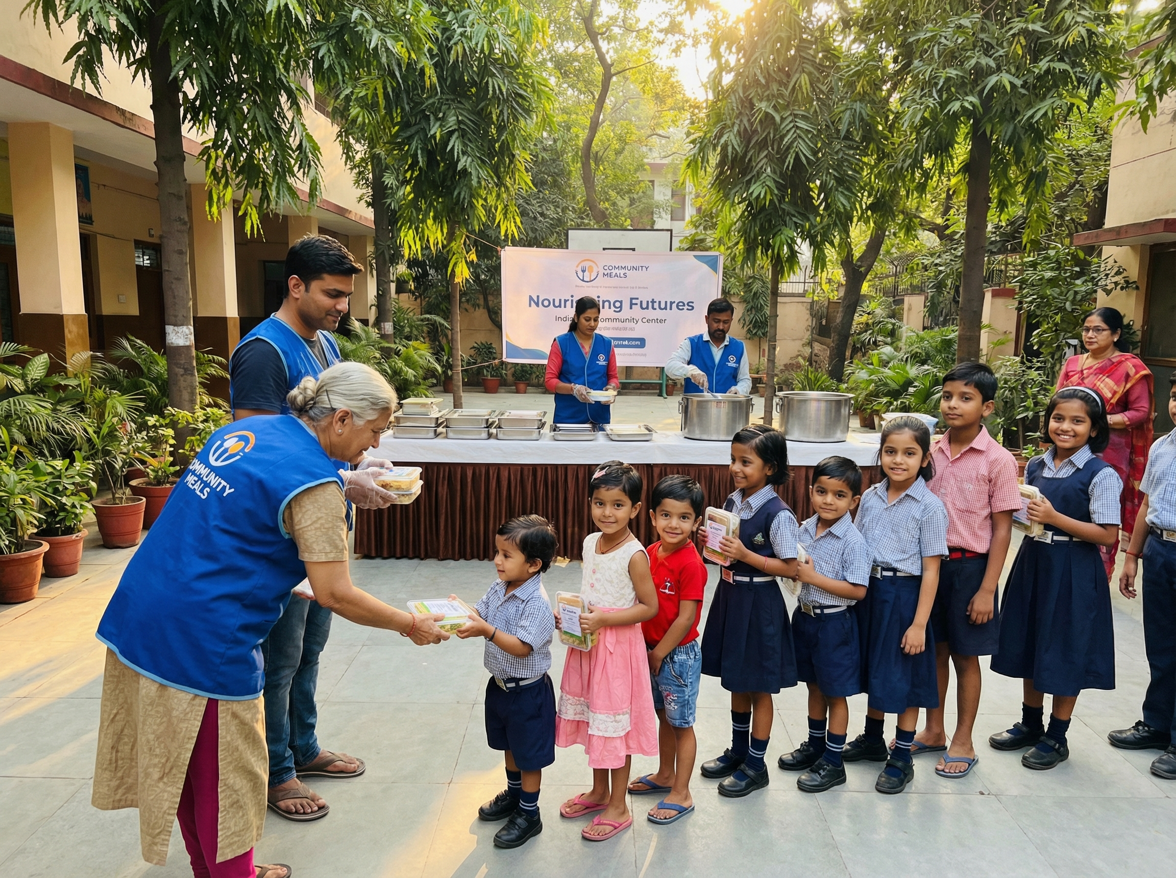 Community feeding program distributing meals to children